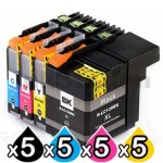 20 Pack Compatible Brother LC-139XLBK + LC-135XLC/M/Y Ink Cartridge Set [5BK,5C,5M,5Y]
