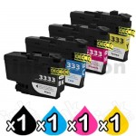 4 Pack Brother LC-3333 Compatible High Yield Ink Cartridge Combo [1BK, 1C, 1M, 1Y]