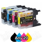 Any 20 Brother LC73/LC77XL Compatible High Yield Ink Cartridge