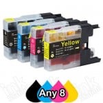 Any 8 Brother LC73/LC77XL Compatible High Yield Ink Cartridge