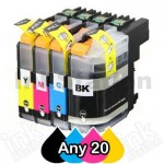 Any 20 Pack Brother LC-233 Compatible Ink Cartridges
