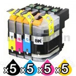 20 Pack Brother LC-239XL/LC-235XL High Yield Compatible Ink Combo [5BK,5C,5M,5Y]