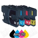 20 x Any Brother LC-67 Compatible Ink Combo