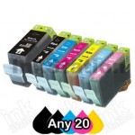 Any 20 x Canon PGI-5BK, CLI-8BK/C/M/Y/PC/PM/G/R Compatible Inkjet Combo(with Chip)