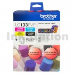 Genuine Brother LC-133PVP Photo Value Pack [BK+C+M+Y+Photo Paper]