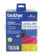 Genuine Brother LC-67CL3PK Colour Pack [C+M+Y] - 325  Pages each