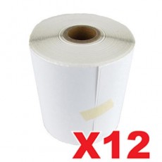 12 Rolls Perforated Direct Thermal Labels White 100mm X 150mm - 350 Labels per Roll (Roll diameter 10.5cm)