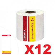 12 Rolls Express Post Perforated Direct Thermal Labels 100mm x 206mm - 300 Labels per Roll