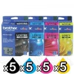 20 Pack Genuine Brother LC-67 Ink Combo [5BK+5C+5M+5Y]