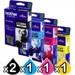 5 Pack Genuine Brother LC-38 Ink Combo [2BK+C+M+Y]