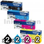 2 Sets of 4 Pack Brother TN-253 / TN-257 Genuine Toner Combo [2BK,2C,2M,2Y]