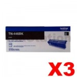 3 x Genuine Brother TN-446BK Black Toner Cartridge - 6,500 pages