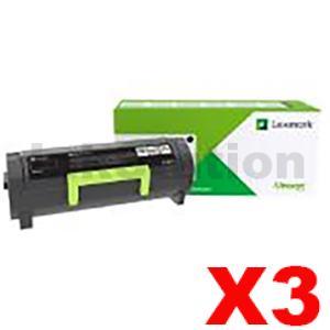 Lexmark 3 x 56F6X0E Genuine MS421 / MS521 / MS622 / MX421 / MX522 / MX622 Black Extra High Yield ...