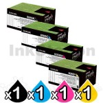 4 Pack Lexmark Genuine CX310 / CX410 / CX510 Toner Cartridges Standard Yield - BK 2,500 pages, C/M/Y 2,000 pages