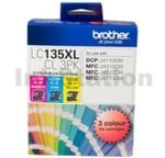 Genuine Brother LC-135XLCL3PK High Yield Colour Pack [C+M+Y] - 1,200 Pages each