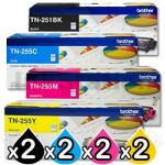 2 sets of 4 Pack Brother TN-251 / TN-255 Genuine High Yield Toner Combo (N8AE00003) [2BK,2C,2M,2Y]