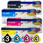 3 sets of 4 Pack Brother TN-251 / TN-255 Genuine High Yield Toner Combo (N8AE00003) [3BK,3C,3M,3Y]