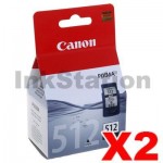 2 x Canon PG-512 Black High Yield Genuine InkJet - 401 pages