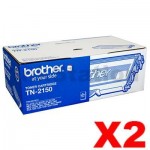 2 x Brother TN-2150 Genuine Toner - 2,600 pages