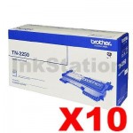 10 x Brother TN-2250 Genuine Toner Cartridge - 2,600 pages