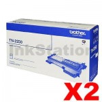 2 x Brother TN-2250 Genuine Toner Cartridge - 2,600 pages