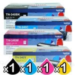 4-Pack Genuine Brother TN-340 Toner Combo [1BK,1C,1M,1Y]