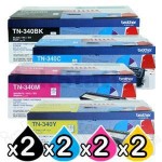 2 sets of 4-Pack Genuine Brother TN-340 Toner Combo [2BK,2C,2M,2Y]