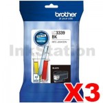 3 x Brother LC-3339XLBK Genuine High Yield Black Ink Cartridge - 6,000 pages