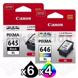 10-Pack Canon PG-645XL, CL-646XL Genuine [6Black + 4Colour] High Yield Ink Combo