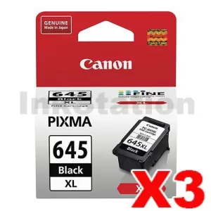3 x Canon PG-645XL Genuine Black High Yield Ink Cartridge - 400 pages
