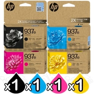 4 Pack HP 937e EvoMore Genuine Ink Cartridges Combo 4S6W9NA - 4S6W6NA [1BK,1C,1M,1Y]