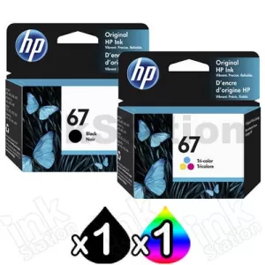2 Pack HP 67 Genuine Inkjet Cartridges 3YM56AA + 3YM55AA [1BK,1CL]