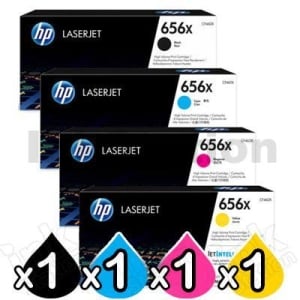4 Pack HP 656X (CF460X-CF463X) Genuine Toner Cartridges [1BK,1C,1M,1Y]