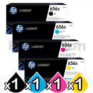 4 Pack HP 656X (CF460X-CF463X) Genuine Toner Cartridges [1BK,1C,1M,1Y]