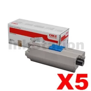 5 x Genuine OKI C301/ C321 Black Toner Cartridge (44973548) - 2,200 pages