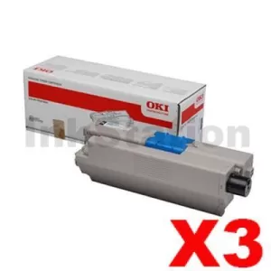 3 x Genuine OKI C301/ C321 Black Toner Cartridge (44973548) - 2,200 pages