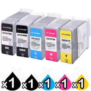 5 Pack Compatible Canon PFI-107 Ink Cartridge Combo [1BK,1MBK,1C,1M,1Y]