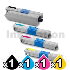 4 Pack Compatible OKI MC562,C511,C531 Toner Cartridges (44973552, 44469725-727)