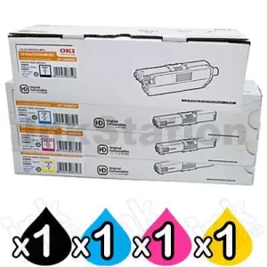 4 Pack Genuine OKI MC562,C511,C531 Toner Cartridges (44973552, 44469725-727)