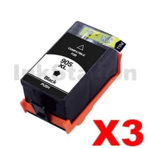 3 x HP 905XL Compatible Black High Yield Inkjet Cartridge T6M17AA - 825 Pages