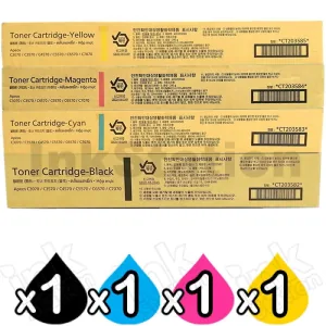 4 Pack Fujifilm Apeos C3070 / C3570 / C4570 / C5570 / C6570 / C7070 Genuine Toner Cartridges CT203582 - CT203585 [1BK,1C,1M,1Y]