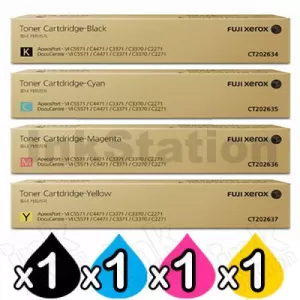 4 Pack Fuji Xerox DocuCentre-VI C2271, C3371, C5571, C6671, C7771 Genuine Toner Cartridges (CT202634-CT202637) [1BK,1C,1M,1Y]
