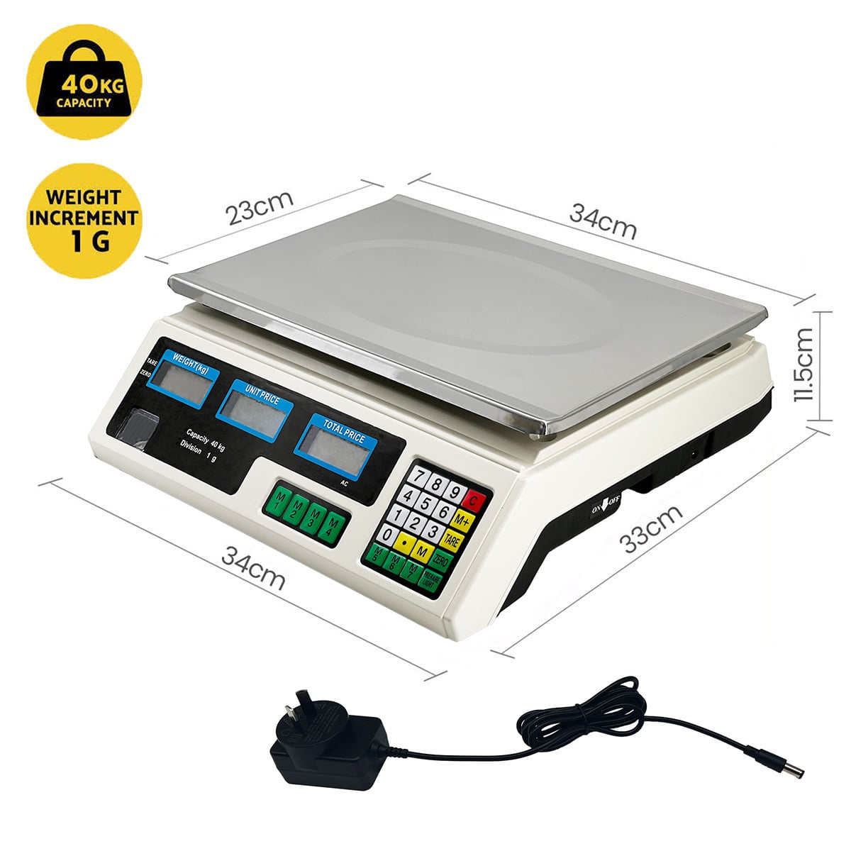 40KG Digital Electronic Weighing Scale for Commercial Use - White ...