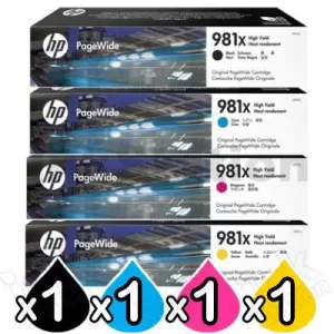 4 Pack HP 981X Genuine High Yield Inkjet Combo L0R12A - L0R09A [1BK,1C,1M,1Y]