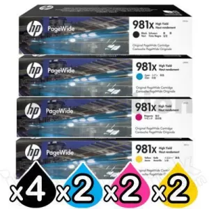 10 Pack HP 981X Genuine High Yield Inkjet Combo L0R12A - L0R09A [4BK,2C,2M,2Y]