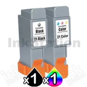 2 Pack Canon BCI-21BK BCI-21C Ink Station Compatible Value Pack [1BK,1C]