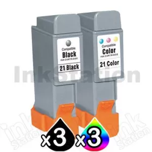 6 Pack Canon BCI-21BK BCI-21C InkStation.com.au Compatible Value Pack [3BK,3C]