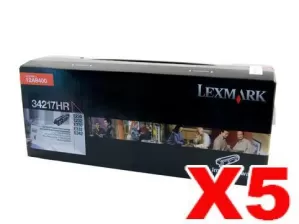 5 x Lexmark Genuine E230 / E232 / E330 / E332 Toner Cartridge - 2,500 pages (34217HR)