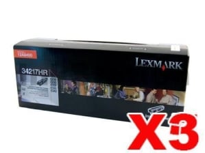 3 x Lexmark Genuine E230 / E232 / E330 / E332 Toner Cartridge - 2,500 pages (34217HR)