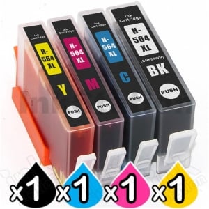 4 Pack HP 564XL Compatible Inkjet Cartridges CN684WA+CB323WA-CB325WA [1BK,1C,1M,1Y]